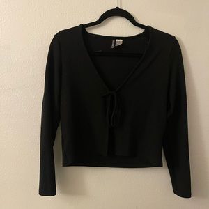 Ribbed Front-Tie Long Sleeve